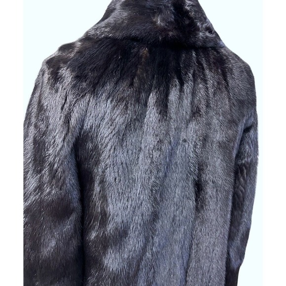 Mob wife Flemington Furs Mink Fur Ranch Natural Blk Mint Sz S/M Matching Hat vtg - Picture 8 of 16